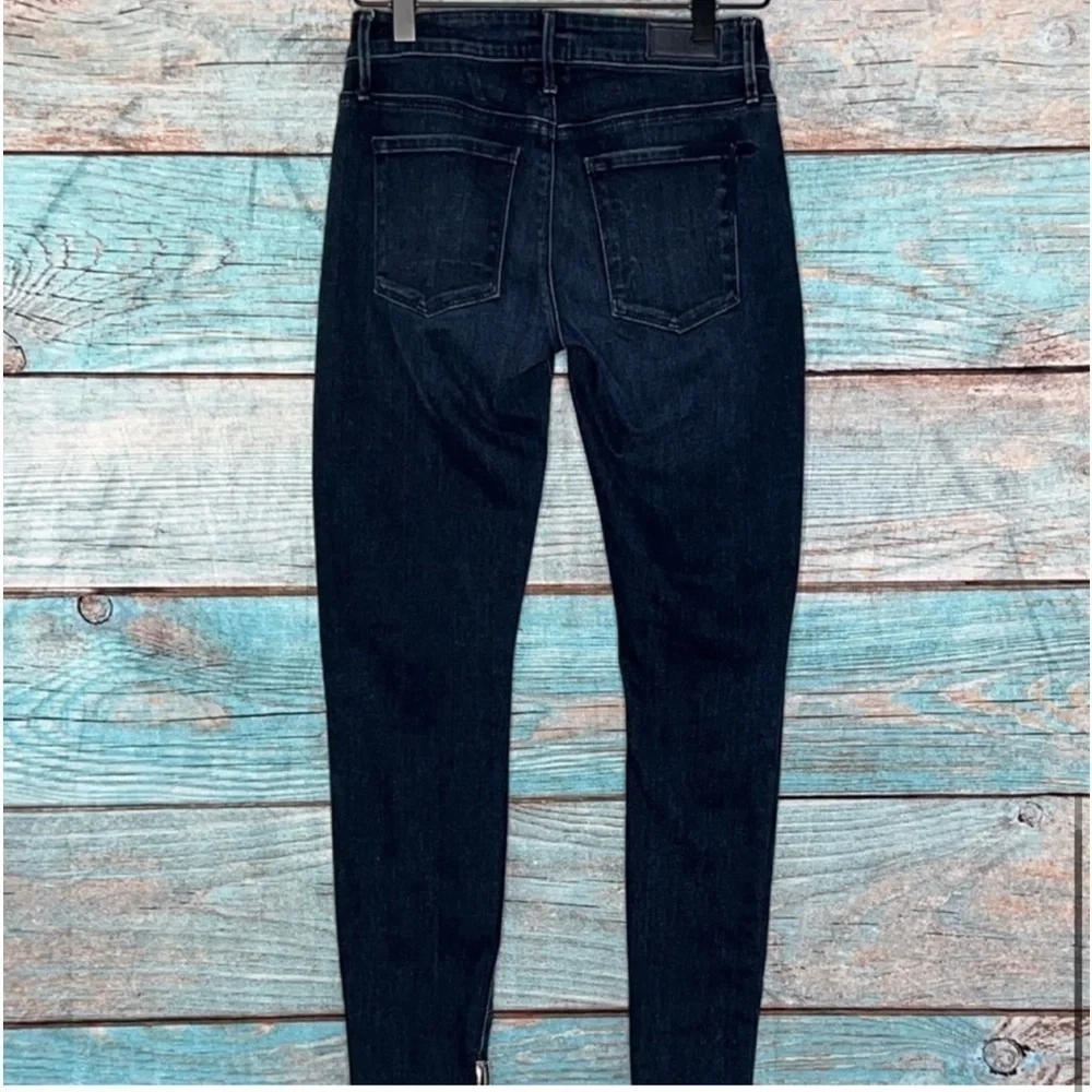RtA Alexa Dark Wash Ankle Zip Crop Skinny Jeans 24 Edgy Streetwear Designer